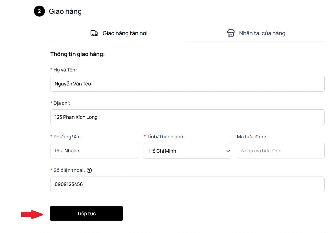 Fill address info