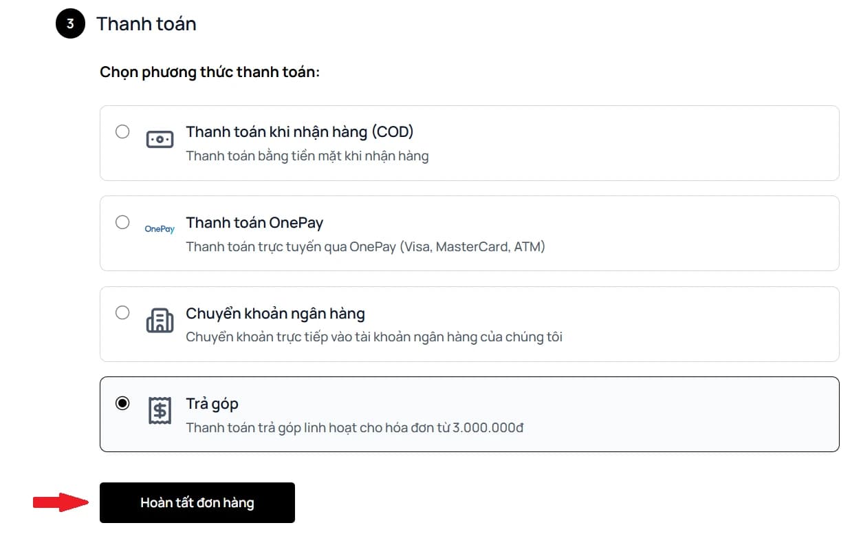 Select installment option